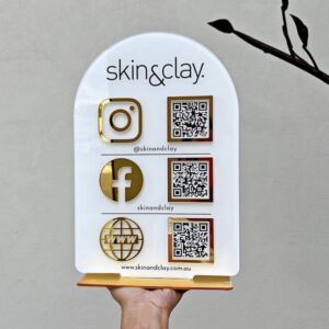 Premium Acrylic QR Standee Social Media Display Board