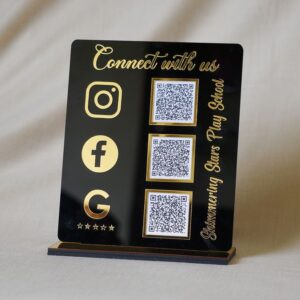 QR Standee – Acrylic Social Media QR Stand | Custom Business QR Display