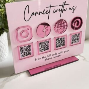 Social Media QR Display Stand | Instagram, Facebook & Website QR Sign