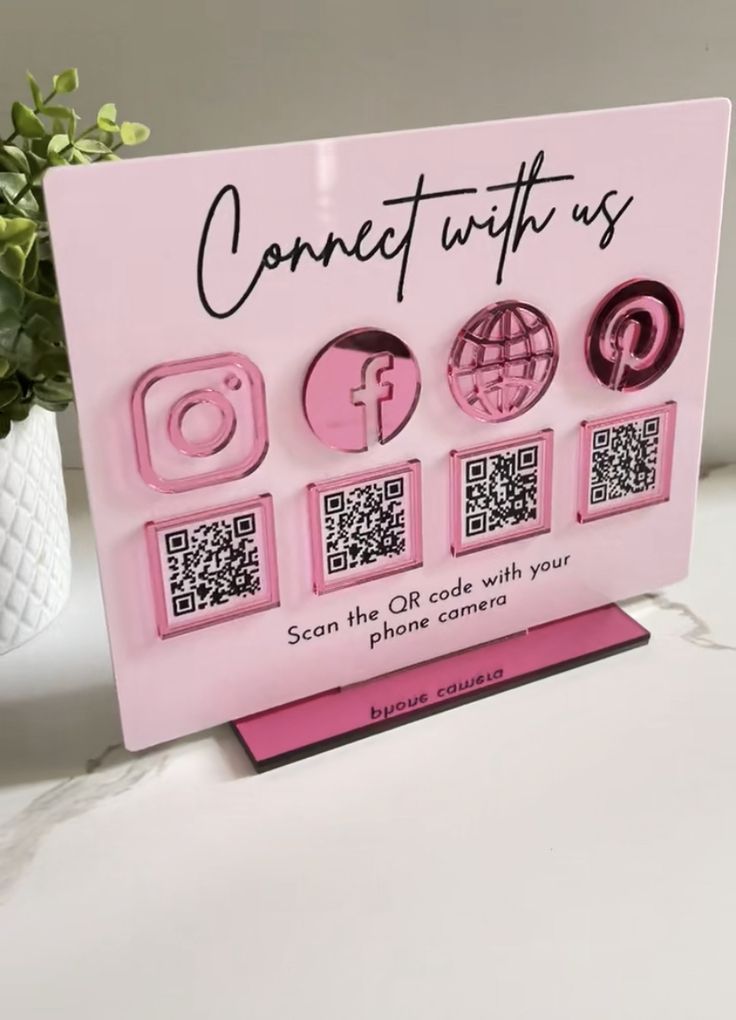 Social Media QR Display Stand | Instagram, Facebook & Website QR Sign